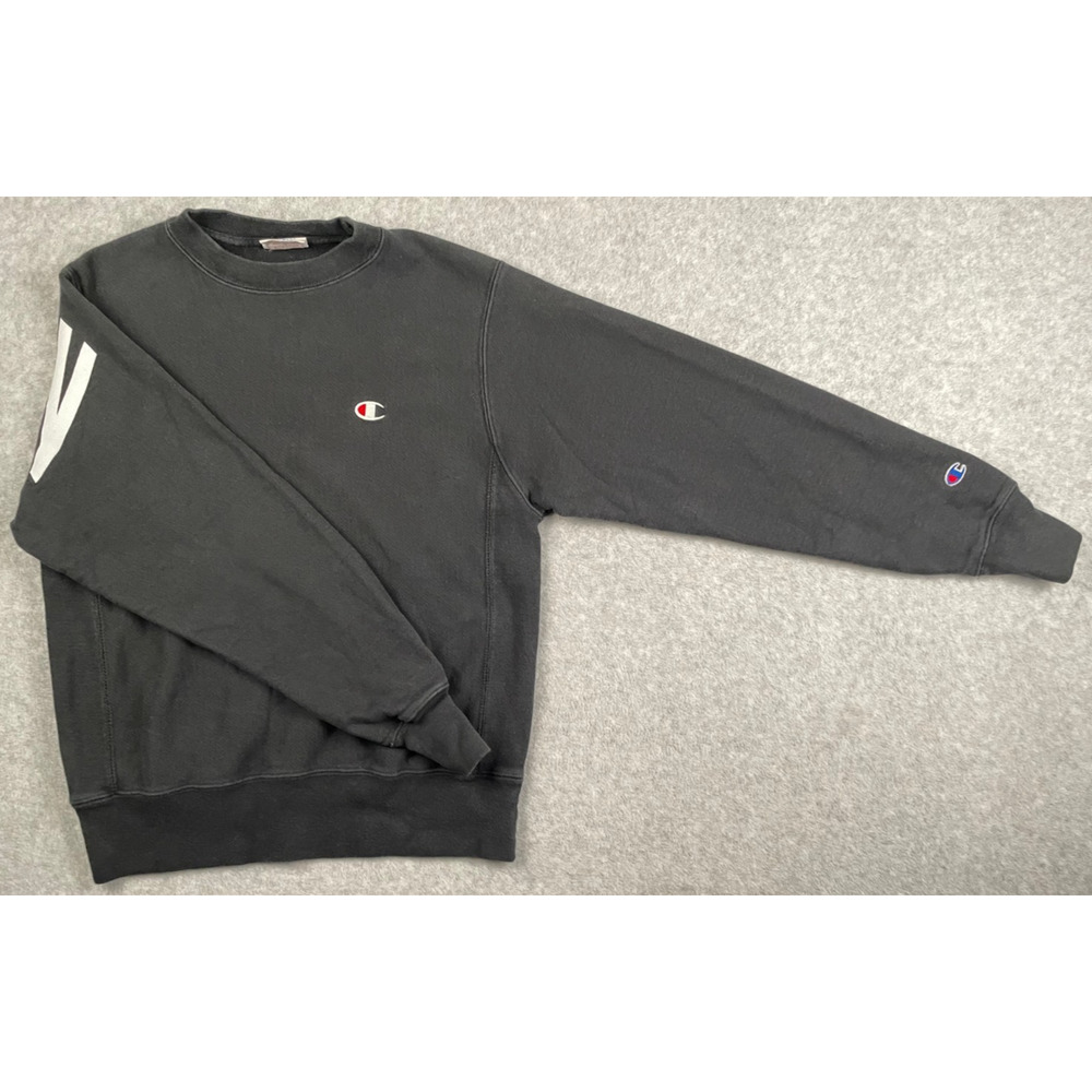 Vintage Champion Reverse Weave Sweatshirt Black Big Logo on Back - Small